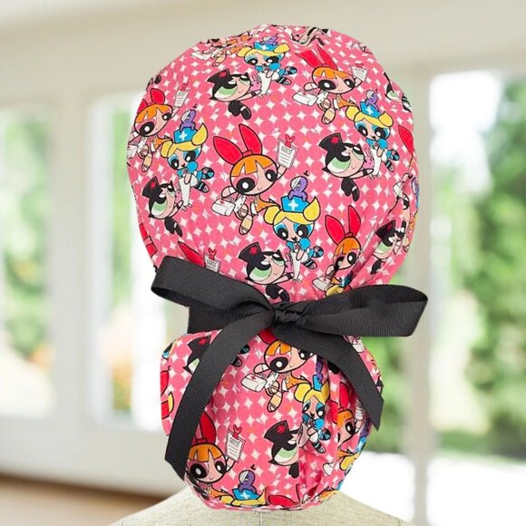 Premium Powerpuff Girls 1~ Ponytail Scrub Cap, Surgical Hat, OR, CNA, Cap, Gifts - Picture 1 of 5